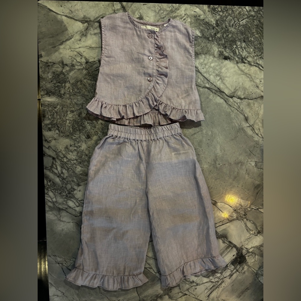 Zara Kids Lavender Ruffle Top & Bottoms bundle